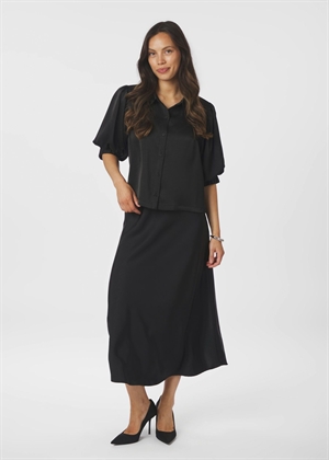 Etta heavy sateen skjorte Black Neo Noir 